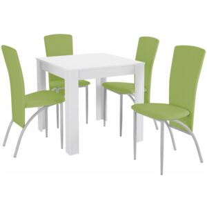 Set masă cu 4 scaune Støraa Lori Nevada Duro Puro White Green, verde