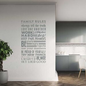 GLIX Family rules - autocolant de perete Gri 75x40 cm
