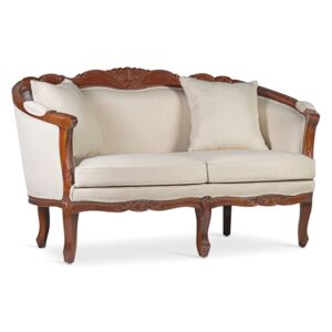 Canapea fixa tapitata cu stofa, 2 locuri Vintage Louis Crem, l160xA75xH90 cm