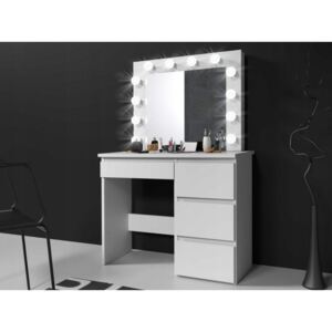 MBMT2 - Set Masa toaleta, 94 cm cosmetica machiaj oglinda masuta vanity, oglinda cu LED-uri - Alb, Sonoma sau Negru