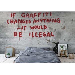 Fototapet - Banksy Graffiti Concrete Vliesová tapeta - 368x254 cm
