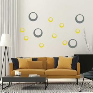GLIX Decorative circles - autocolant de perete Gri și galben 60 x 40 cm