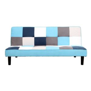 Canapea extensibilă, material textil alb/albastru/gri, ARLEKIN
