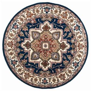 Covor Oriental & Clasic Enver, Lana, Rotund, Albastru, 150x150