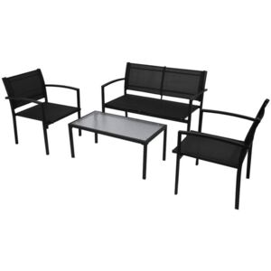 Set mobilier de exterior, 4 piese, negru, textilenă