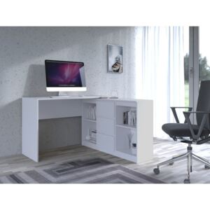 TEBI5 - Birou, masa de calculator, 120 cm, office cu 3 sertare - Alb, Stejar, Sonoma