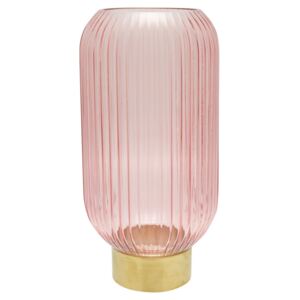 Vază din sticlă cu baza din metal Green Gate, înălțime 31 cm, roz