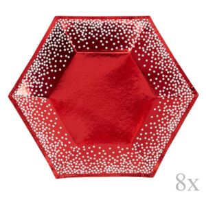 Set 8 farfurii din hârtie Nevity Red & White Dots, ⌀ 20 cm, roșu