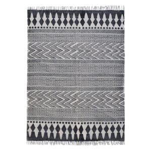Covor Indiana Stripes bumbac, negru/alb, 120 x 180 x 0.5 cm