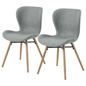 Set de 2 scaune tapitate Livaras tesatura/lemn masiv de fag/metal, gri deschis/maro, 47 x 80 x 55 cm