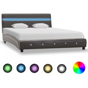 Cadru de pat cu LED gri 120 x 200 cm piele ecologica