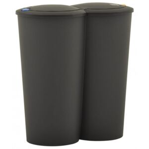 Koohashop Coș de gunoi dublu 50 L negru