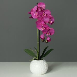 Orhidee artificiala roz in ghiveci ceramic - 46 cm
