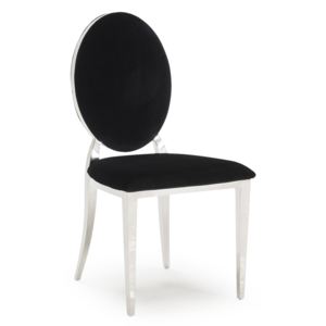 Set 2 scaune tapitate cu stofa, cu picioare metalice Victoria Black, l47xA48xH90 cm