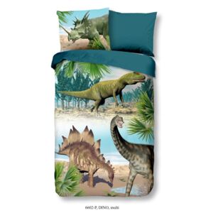 Lenjerie de pat din bumbac pentru copii Good Morning Dino Multi, 140 x 200 cm