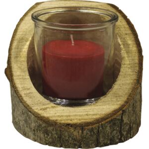 Felinardin lemn cu lumânare roșie Ø 18 cm H 16 cm