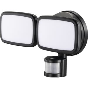 Aplica cu LED integrat Siena 2x10W 1900 lumeni, senzor de miscare, pentru exterior IP65, negru