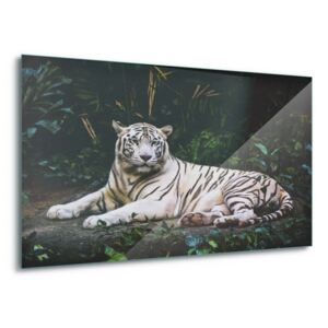GLIX Tablou pe sticlă - White Tiger 4 x 30x80 cm