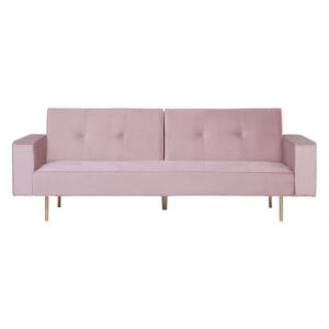 Canapea extensibilă VISNES, catifea, roz, 80 x 218 x 81 cm
