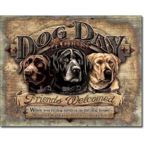 DOG DAY ACRES FRIENDS WELCOMED Placă metalică, (41 x 30 cm)