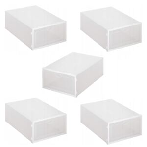 Set 5 cutii organizatoare pentru depozitare incaltaminte, 33x23.5x13.5 cm, alb