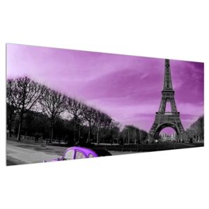 Tablou cu turnul Eiffel și mașină violet (Modern tablou, K011375K12050)