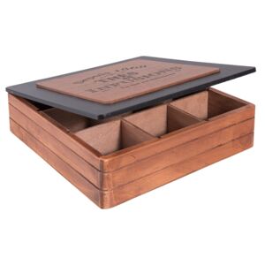 Cutie din lemn pentru ceai 9 compartimente 24x24x7 cm