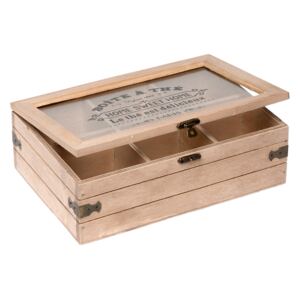 Cutie din lemn vintage pentru ceai 6 compartimente 24x16x8 cm