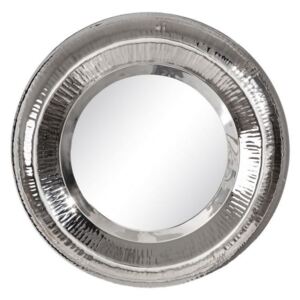 Oglinda rotunda din metal arginitu 54 cm Silver Ixia