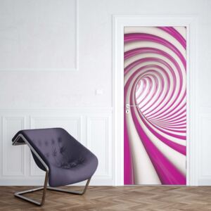 GLIX Tapet netesute pe usă - 3D Swirl Tunnel Pink And White