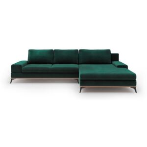 Canapea extensibilă cu înveliș de catifea Windsor & Co Sofas Astre, pe partea dreaptă, verde