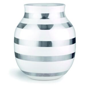 Vază din ceramică cu detalii argintii Kähler Design Omaggio, înălțime 20 cm, alb