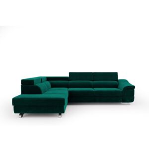 Canapea extensibilă cu înveliș de catifea Windsor & Co Sofas Apollon, pe partea stângă, verde