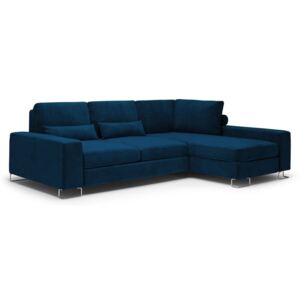 Canapea extensibilă cu înveliș de catifea Windsor & Co Sofas Diane, pe partea dreaptă, albastru