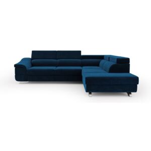Canapea extensibilă cu înveliș de catifea Windsor & Co Sofas Apollon, pe partea dreaptă, albastru