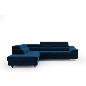 Canapea extensibilă cu înveliș de catifea Windsor & Co Sofas Apollon, pe partea stângă, albastru