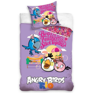 Lenjerie din bumbac pentru copii Angry Birds Friends, 140 x 200 cm, 70 x 80 cm