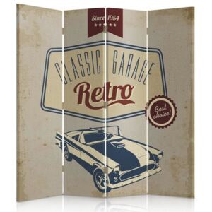 CARO Paravan - Classic Garage Retro | cvadripartit | reversibil 145x150 cm