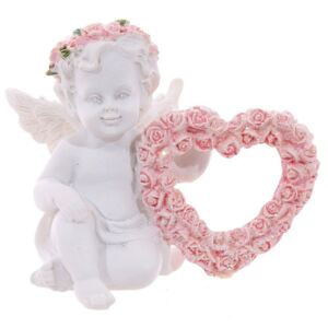 Statueta Ingeras cu Inima de Trandafiri 6 cm
