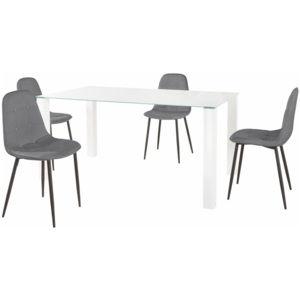 Set masă cu 4 scaune Støraa Dante, lungime masă 160 cm, gri