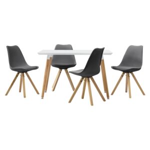 [en.casa]® Masa design de bucatarie/salon alba - 120 x 70 cm - cu 4 scaune moderne de culoare gri