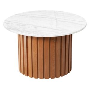 Masă de cafea cu structură din lemn de stejar RGE Moon, ⌀ 85 cm, alb