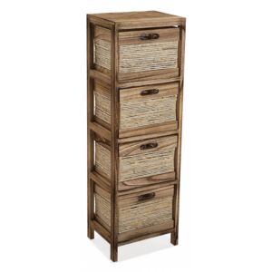 Dulapior maro din lemn cu 4 cosuri Basket Cabinet Versa Home
