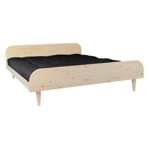 Pat dublu din lemn de pin cu saltea Karup Design Twist Comfort Mat Natural/Black, 180 x 200 cm