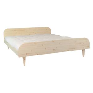 Pat dublu din lemn de pin cu saltea Karup Design Twist Comfort Mat Natural/Natural, 160 x 200 cm