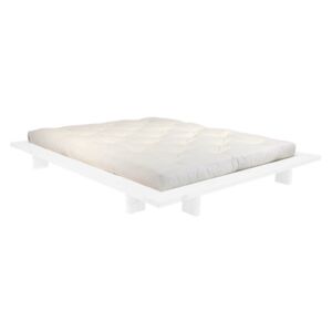 Pat dublu din lemn de pin cu saltea Karup Design Japan Comfort Mat White/Natural, 160 x 200 cm
