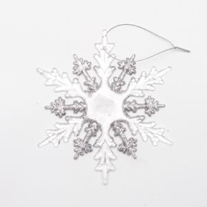 Decorațiune acrilică de agățat, fulg de zăpadă, 15 cm