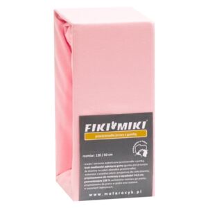 Cearceafcu elastic jerse bumbac Fiki Miki, 120 x 60 cm, roz