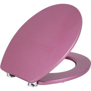 Capac WC form & style, usor detasabil, inchidere lenta, roz metalic 48,5x37 cm