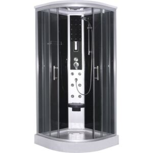 Cabina de dus Sanotechnik Scala, 90x90x215 cm, sticla securizata transparenta/neagra, profil aluminiu